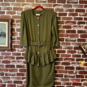 Vintage Mandy Designs Montreal Olive Green Dress - Size 11